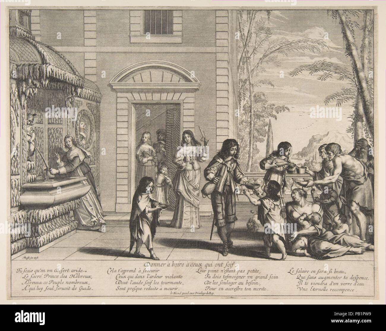 Die Getränke für die Durstigen. Artist: Abraham Bosse (Französisch, Touren 1602/1604-1676 Paris). Abmessungen: Blatt (getrimmte): 10 3/16 × 12 15/16 in. (25,9 × 32,8 cm). Herausgeber: Jean ich Leblond (Französisch, Ca. 1590-1666 Paris). Serie/Portfolio: Taten der Barmherzigkeit (Les Oeuvres de miséricorde). Datum: 1635. Museum: Metropolitan Museum of Art, New York, USA. Stockfoto