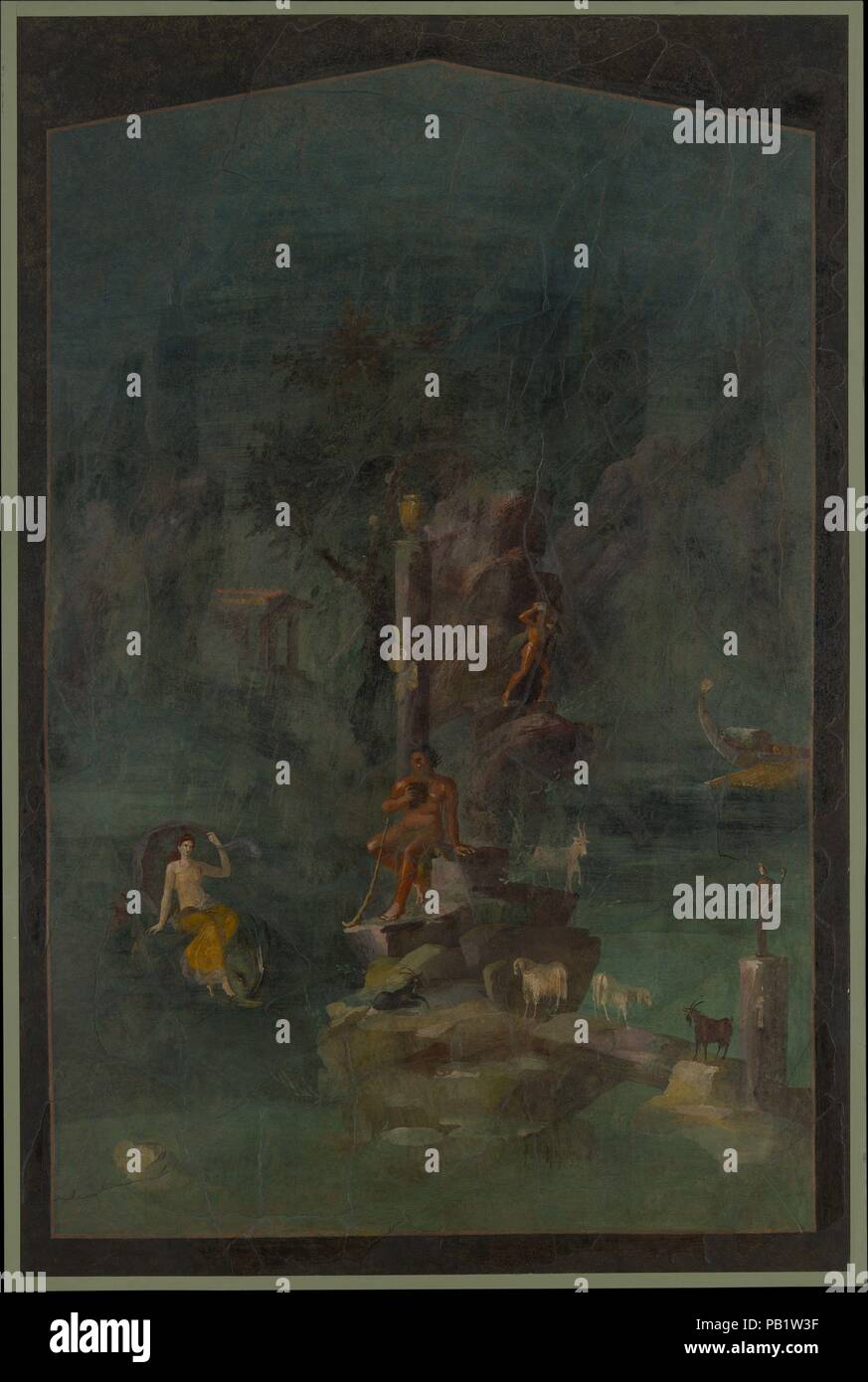 Wandmalerei Polyphemus und Galatea in einer Landschaft, die von der
