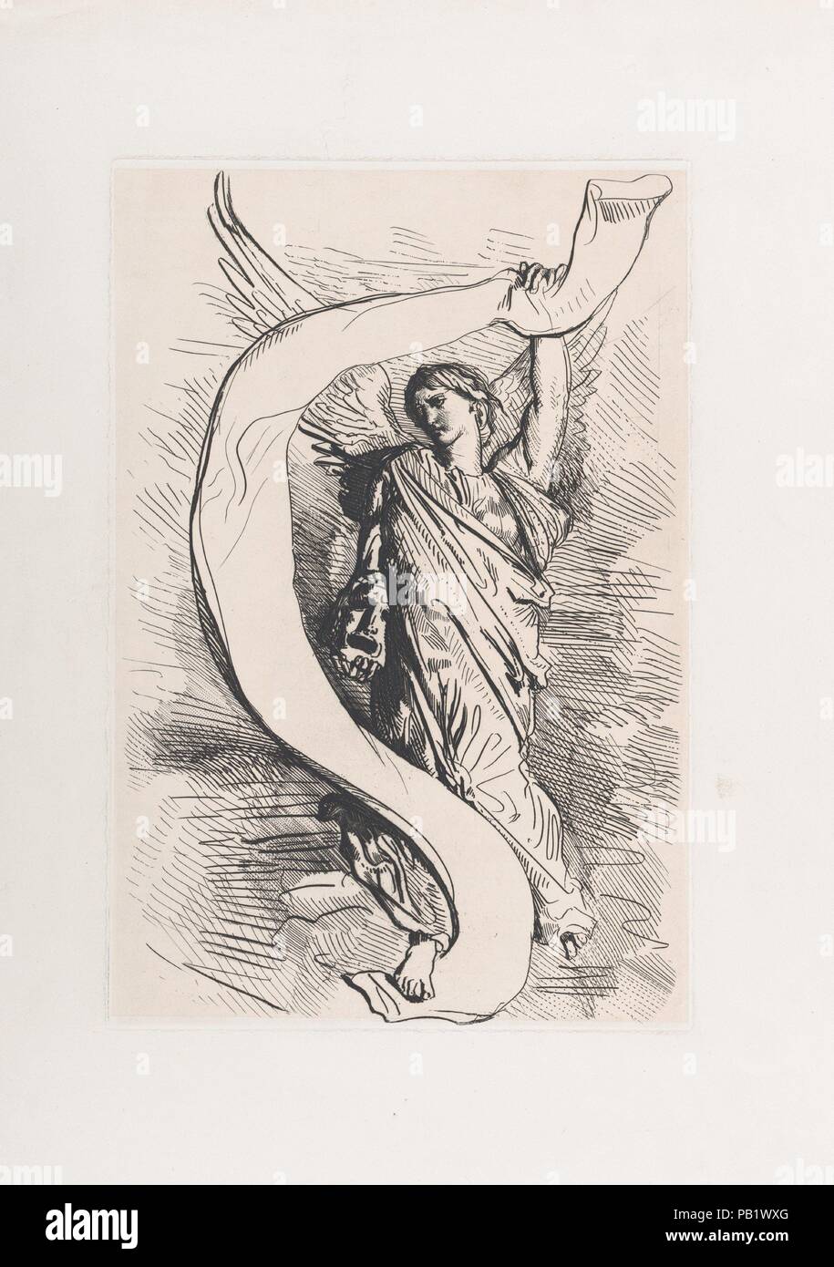 Frontispiz, von Othello. Künstler: Théodore Chassériau (Französisch, Le Limon, Saint-Domingue, West Indies 1819-1856 Paris). Abmessungen: Platte: 15 13/16 x 10 9/16 in. (40,1 x 26,8 cm) Bild: 15 9/16 x 10 3/8 in. (39,5 x 26,3 cm). Serie/Portfolio: Suite von 15 Drucke: Shakespeare's Othello/Quinze Esquisses à l'eau-forte et gravées dessinées par Théodore Chasseriau. Betrifft: William Shakespeare (Britisch, Stratford-upon-Avon 1564-1616 Stratford-upon-Avon). Datum: 1900. 1844 Eugène Piot beauftragt, die jungen Chassériau zu 15 Illustrationen zu Shakespeare's Othello vorbereiten. Inspiriert von Stockfoto
