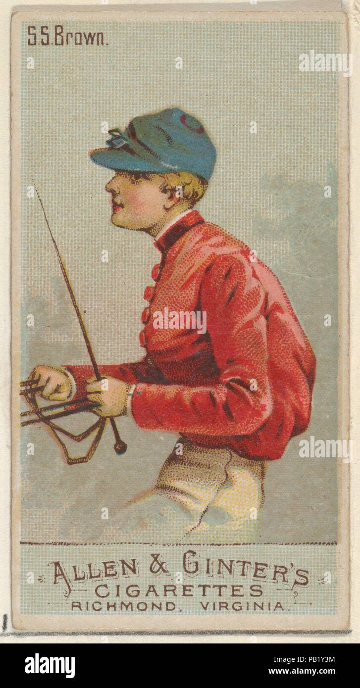S.S. Braun, aus der Racing Farben der World Series (N22a) für Allen & Ginter Zigaretten. Maße: Blatt: 2 3/4 x 1 1/2 in. (7 x 3,8 cm). Herausgeber: Allen&Ginter (Amerikanische, Richmond, Virginia). Datum: 1888. Handel Karten aus dem 'Racing Farben der Welt'-Reihe (N22a), im Jahre 1888 in einer Reihe von 50 ausgestellten Karten Allen&Ginter Marke Zigaretten zu fördern. Die Serie wurde in zwei Varianten veröffentlicht. N22a ist mit einem weißen Rand um den Umfang jeder Karte und N 22 b nicht. Museum: Metropolitan Museum of Art, New York, USA. Stockfoto