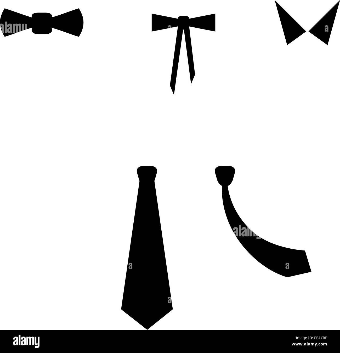 Bögen, Silhouetten von Krawatten in verschiedenen Formen. Vektor Design Elemente für Sie Design Stock Vektor