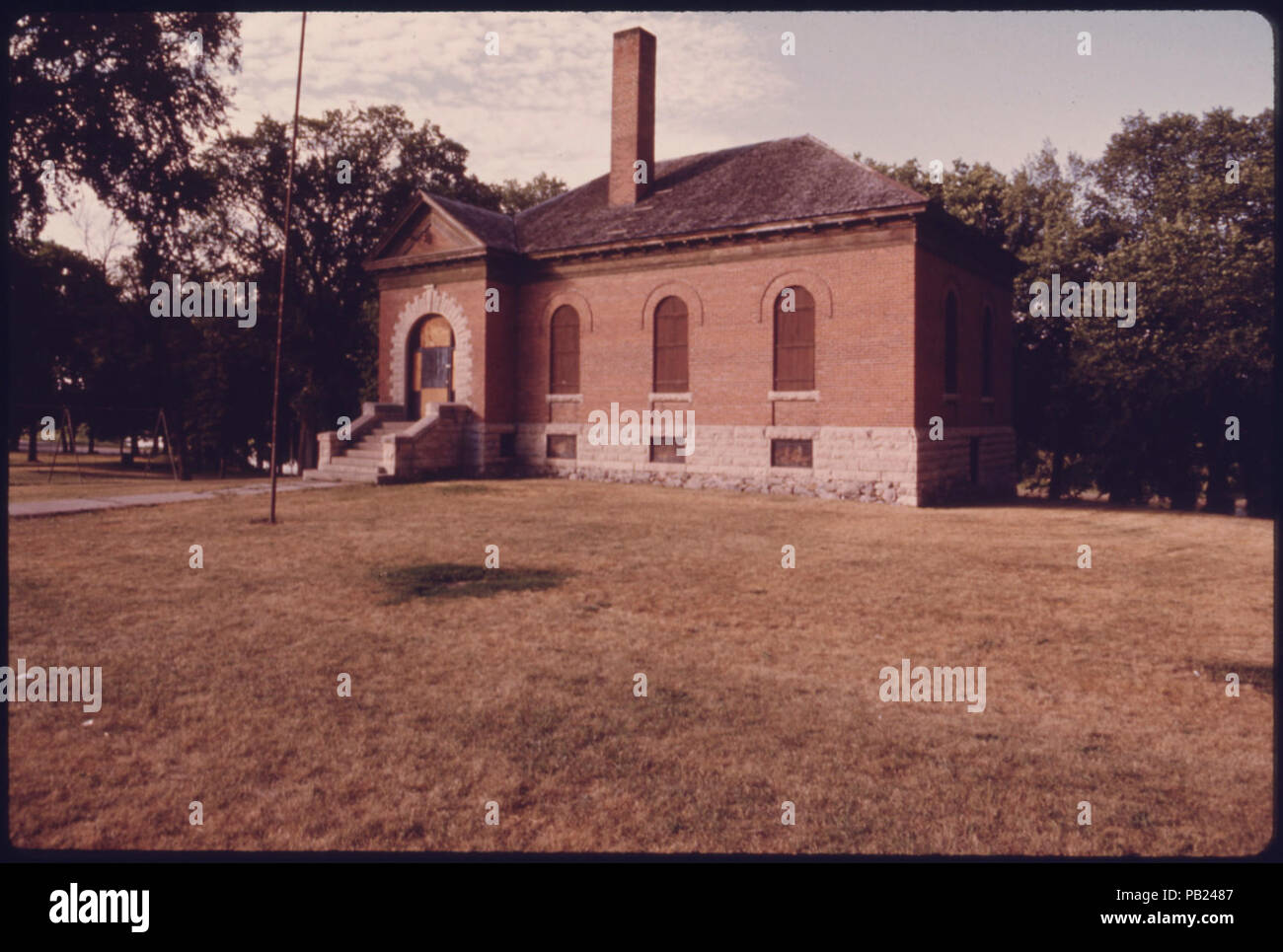 A-grade-school-named-Franklin - jetzt - geschlossen --in entfernt - riverside-park-in-neu-ulm - Minnesota-in-der-früh-Tage-die-park-war-ein-Landung - für - riverboats o. Stockfoto