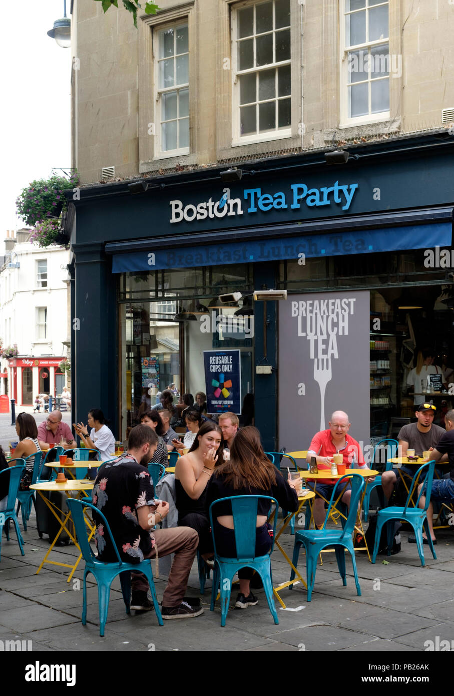 Rund um die Stadt Bad in Somerset England UK Boston Tea Party Cafe Stockfoto