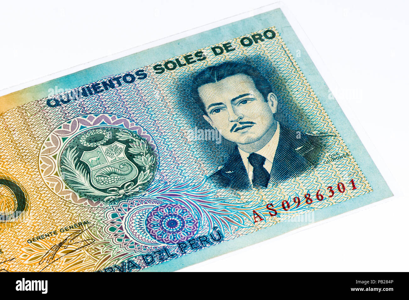 500 Soles de Oro Bank Note. Soles de Oro ist die nationale Währung von