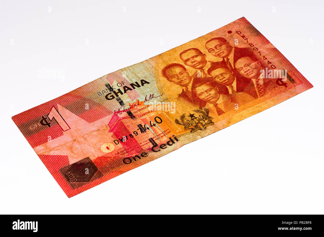 1 Ghana Cedi Bank Note. Ghana Cedi ist die nationale Währung der Ghana Stockfoto