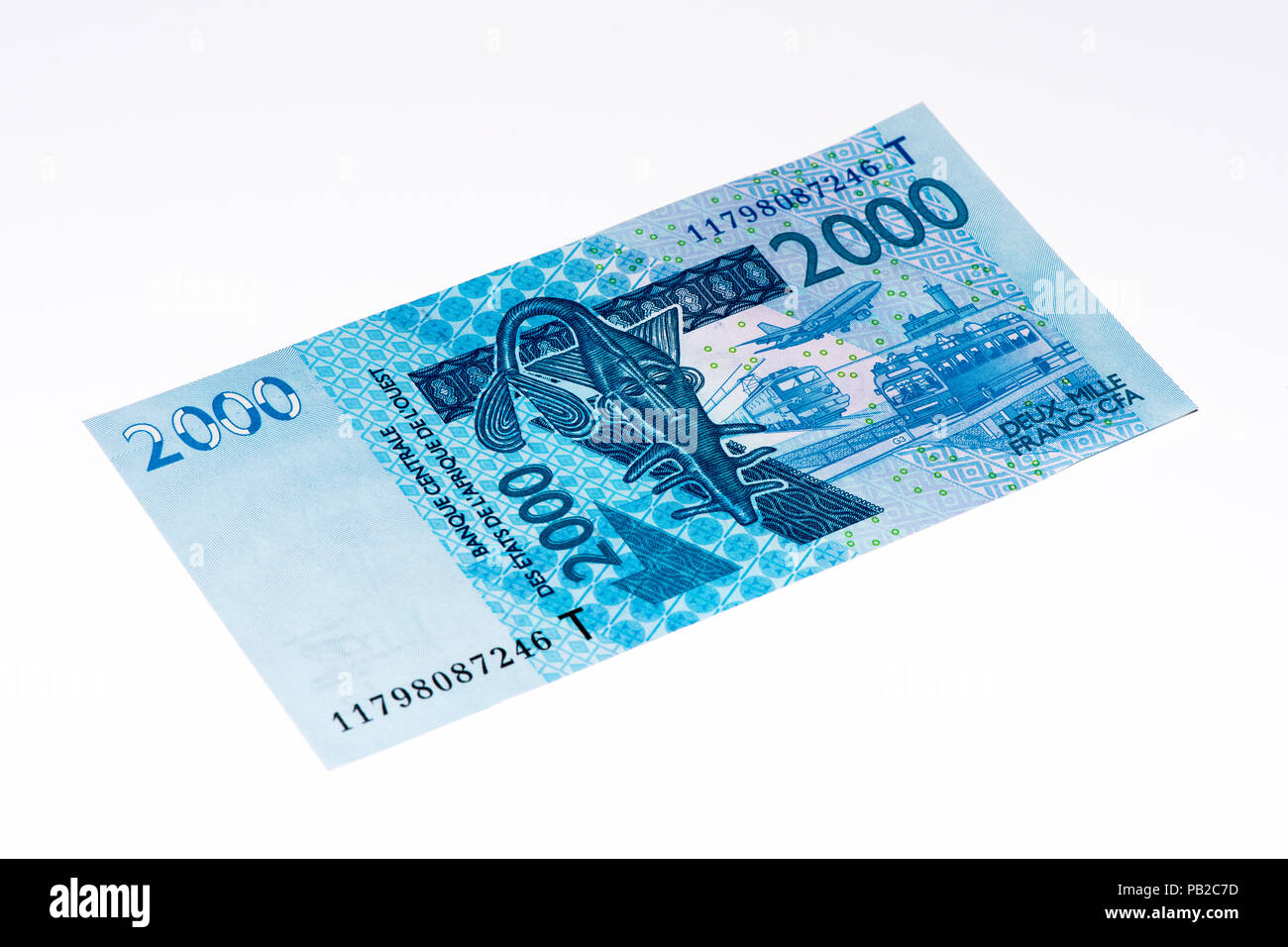 2000 CFA-Franc Bank Note. CFA-Franc ist in 14 afrikanischen Ländern verwendet. Stockfoto