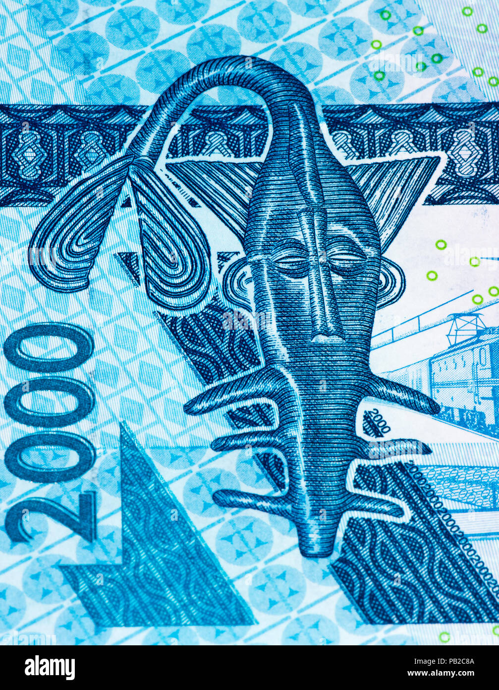 2000 CFA-Franc Bank Note. CFA-Franc ist in 14 afrikanischen Ländern verwendet. Stockfoto