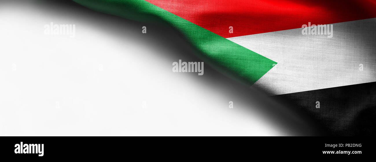 Fabric texture Flagge Sudan auf weißem Hintergrund Stockfoto