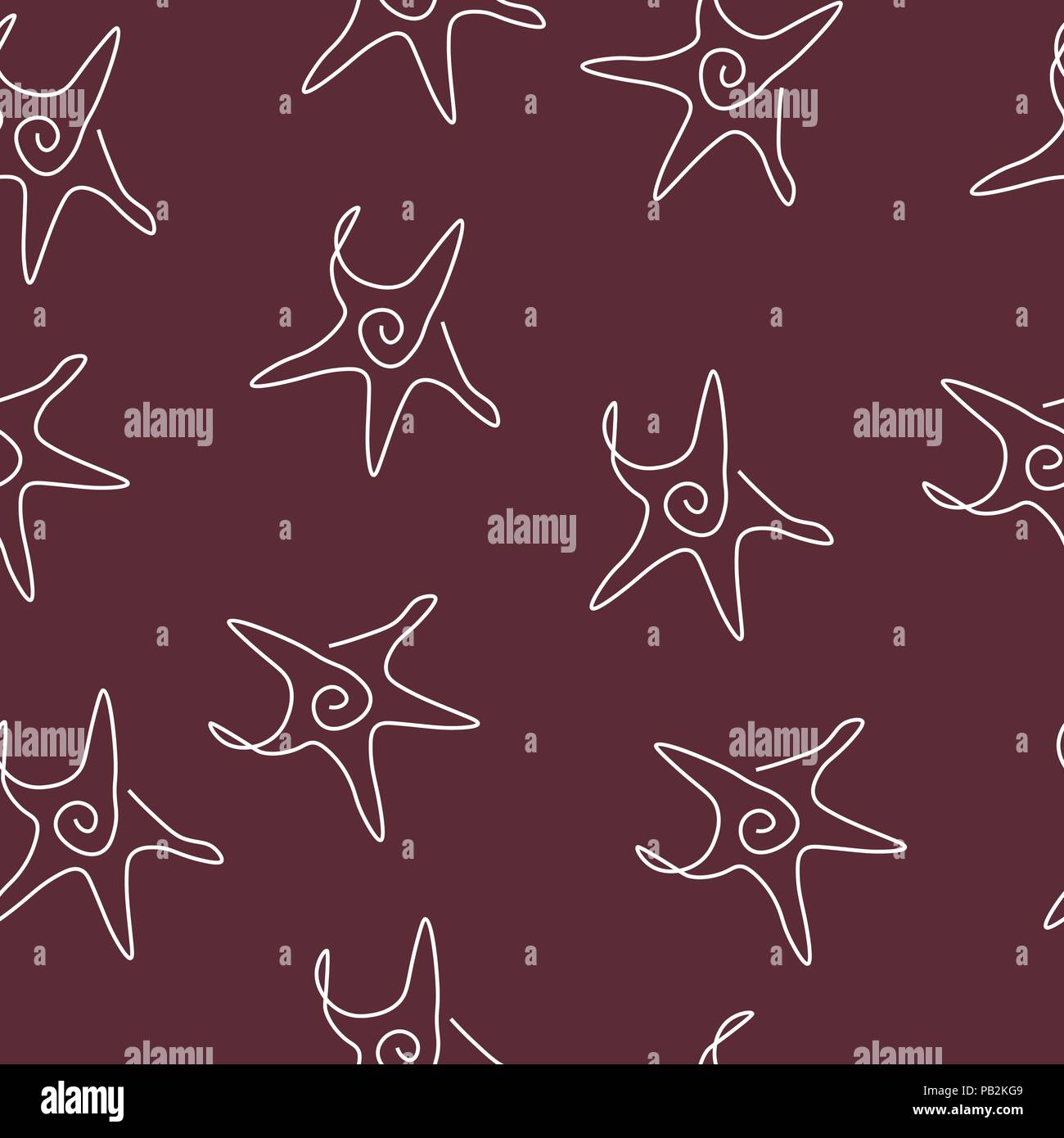 Starfish animal Muster Nahtlose. Vector Illustration. Braunen Hintergrund. Stock Vektor