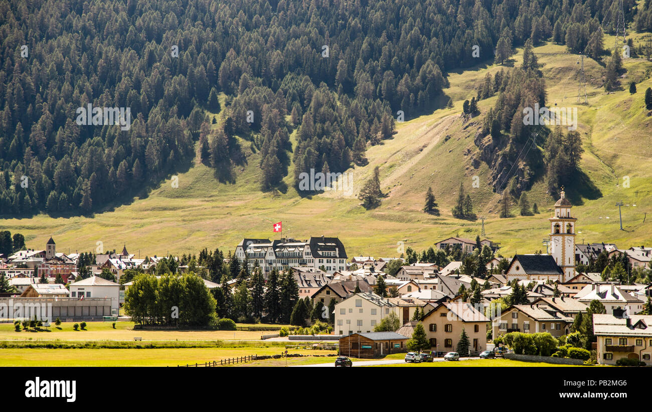 Stadtbild von Celerina, Schweiz Stockfoto