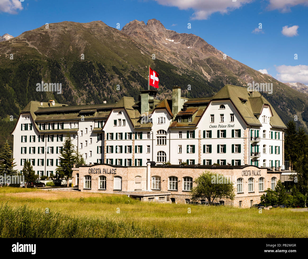 Das Cresta Palace ist ein Luxushotel in Celerina, Graubünden, Schweiz Stockfoto