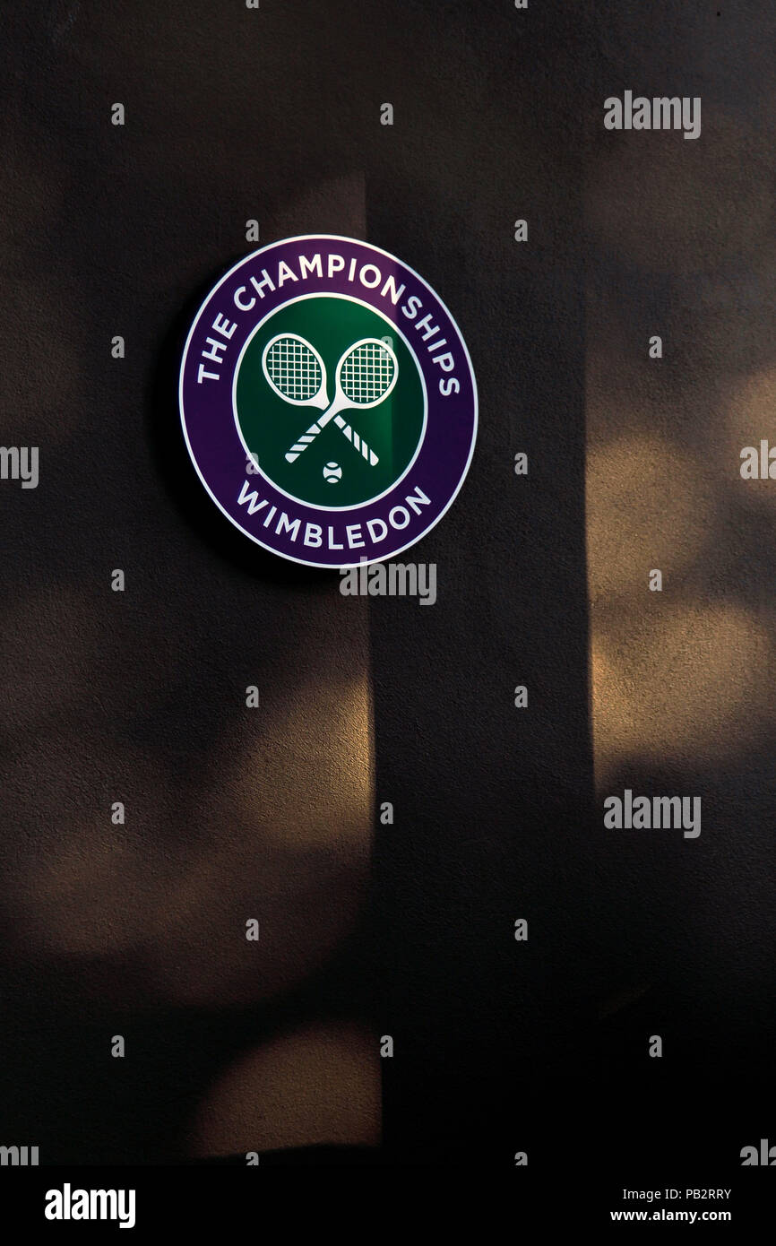 London, England - Juli 7, 2018. Wimbledon Tennis: Gelände des All England Lawn Tennis Club in Wimbledon während der Meisterschaften. Stockfoto