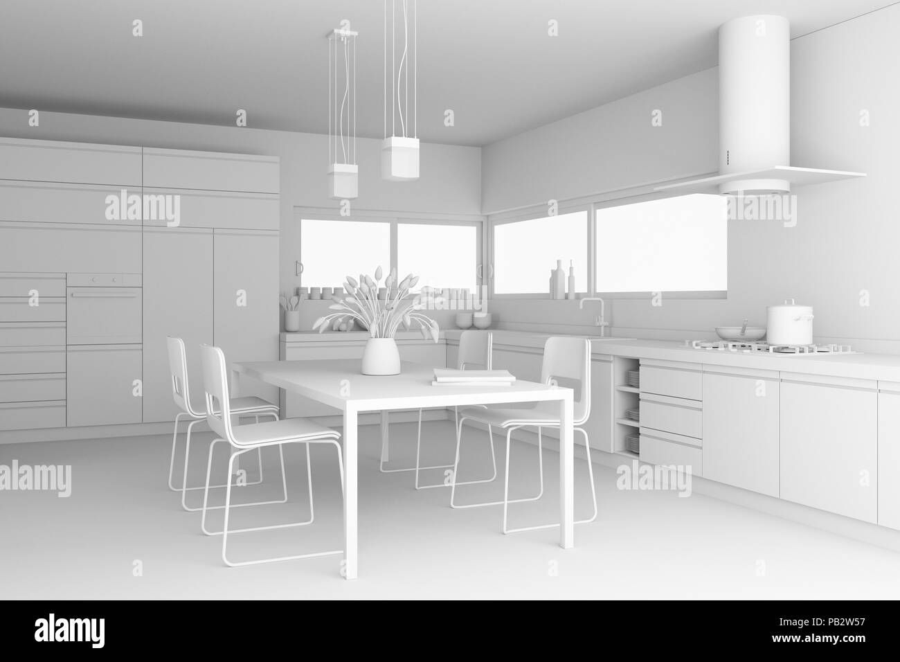 Interior Design moderne Küche Modell Stockfoto