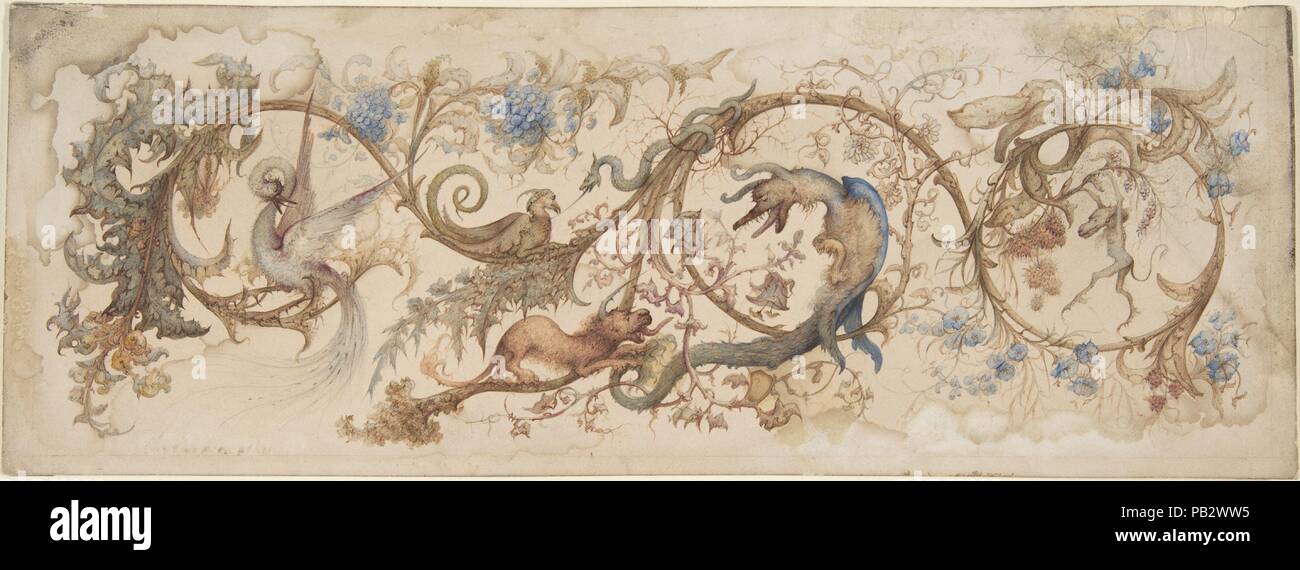 Allegorie der Laster. Artist: zugeschrieben, Gustave Moreau (Französisch, Paris 1826-1898 Paris). Abmessungen: 4 3/4 x12 13/16-in. (12 x 32,5 cm). Datum: 1840-98. Museum: Metropolitan Museum of Art, New York, USA. Stockfoto