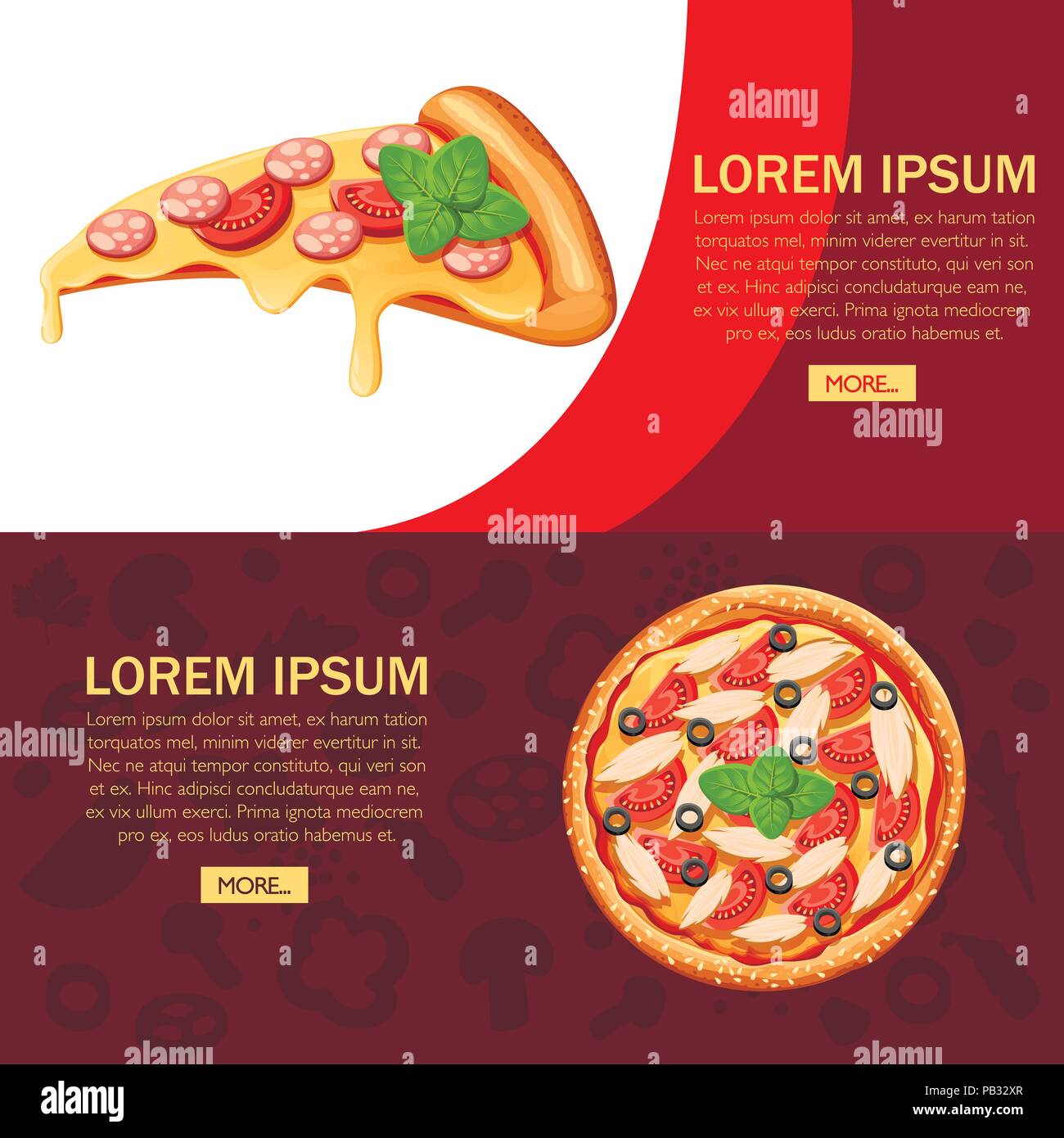 Stuck Pizza Und Pizza Flat Style Design Konzept Fur Menu Mit Pizzeria Cafe Restaurant Website Design Und Werbung Vector Illustration Auf Te Stock Vektorgrafik Alamy