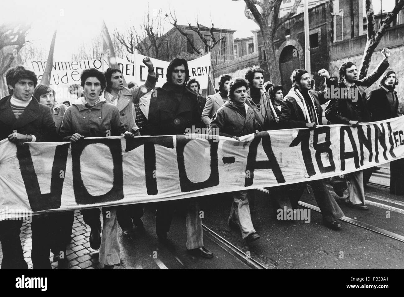 Italien, Demonstration für die Abstimmung bei 18 Jahren, 1975 Stockfoto