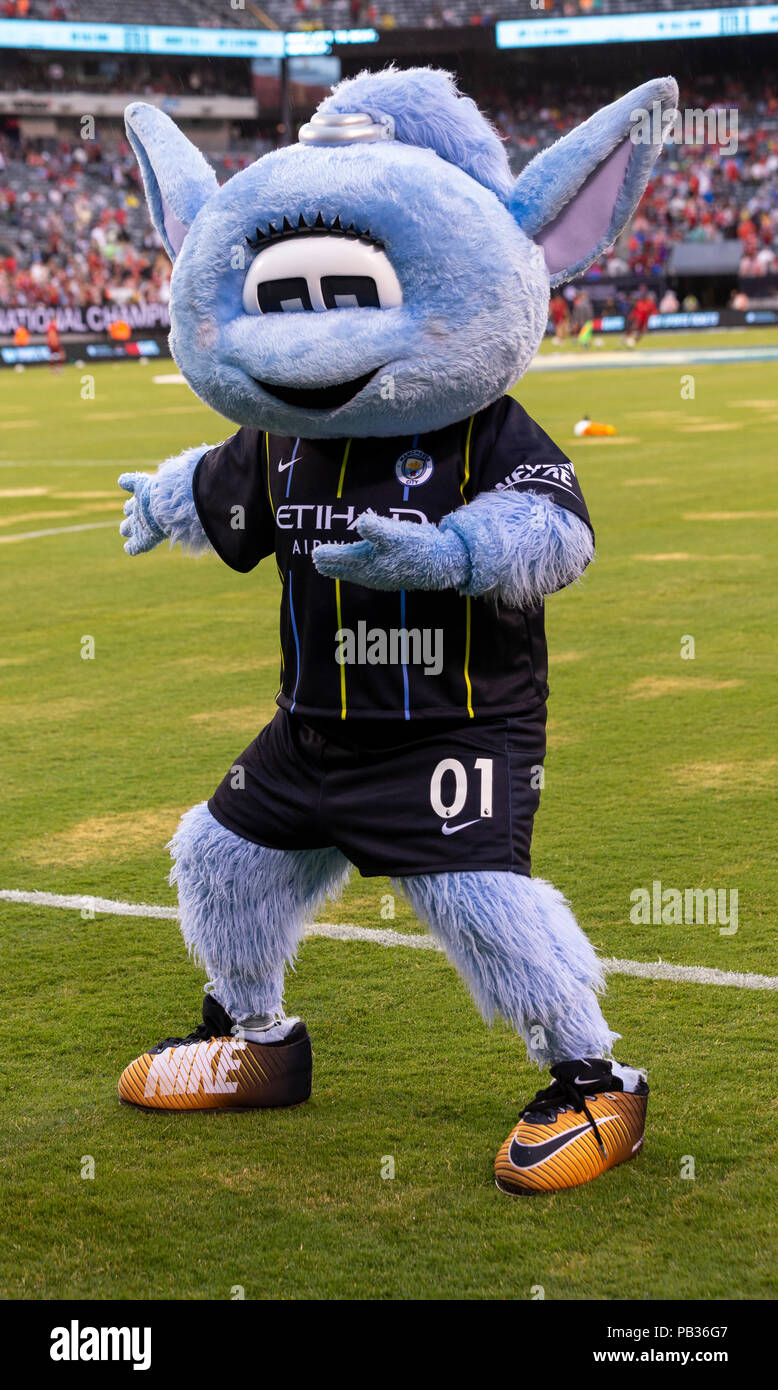 East Rutherford, NJ - 25. Juli 2018: Moonbeam Maskottchen von Manchester City besucht ICC-Spiel gegen den FC Liverpool an MetLife Stadium Liverpool gewann 2 - 1 Credit: Lev radin/Alamy leben Nachrichten Stockfoto