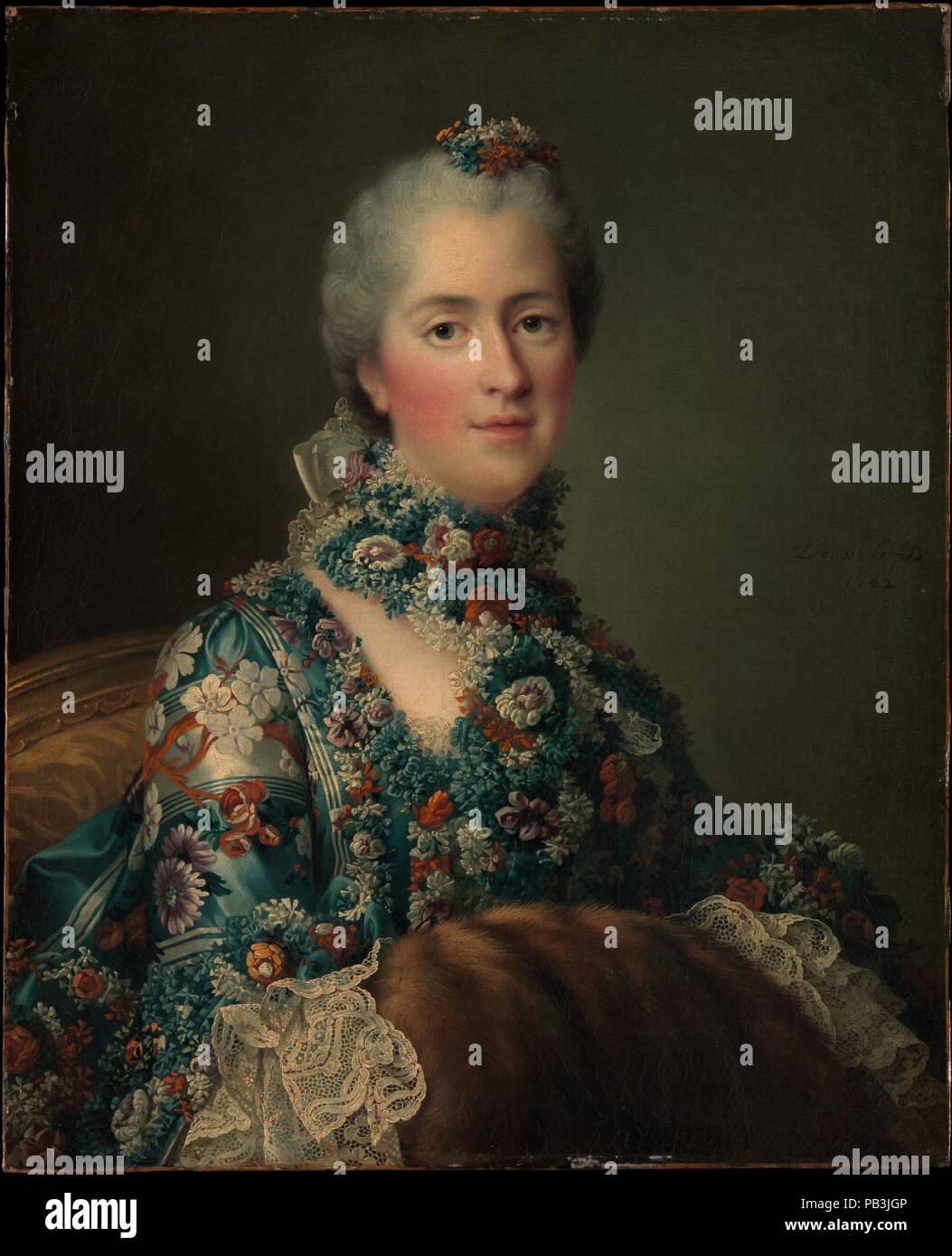 Madame Sophie de France (1734-1782). Artist: François Hubert Drouais (Französisch, Paris 1727-1775 Paris). Abmessungen: 25 5/8 x 20 7/8 in. (65,1 x 53 cm). Datum: 1762. Madame Sophie war das sechste von acht Töchter von Ludwig XV. von Frankreich. Zaghaft und Selbst - auslöschend, lebte sie unter den Mitgliedern der königlichen Familie in den Châteaux Bellevue und Versailles bis zu ihrem frühen Tod am 47. Sie trägt ein wunderschönes Kleid ßer und blühenden Damast mit haarschmuck von Blumen und Bänder aus dem gleichen Material. Museum: Metropolitan Museum of Art, New York, USA. Stockfoto