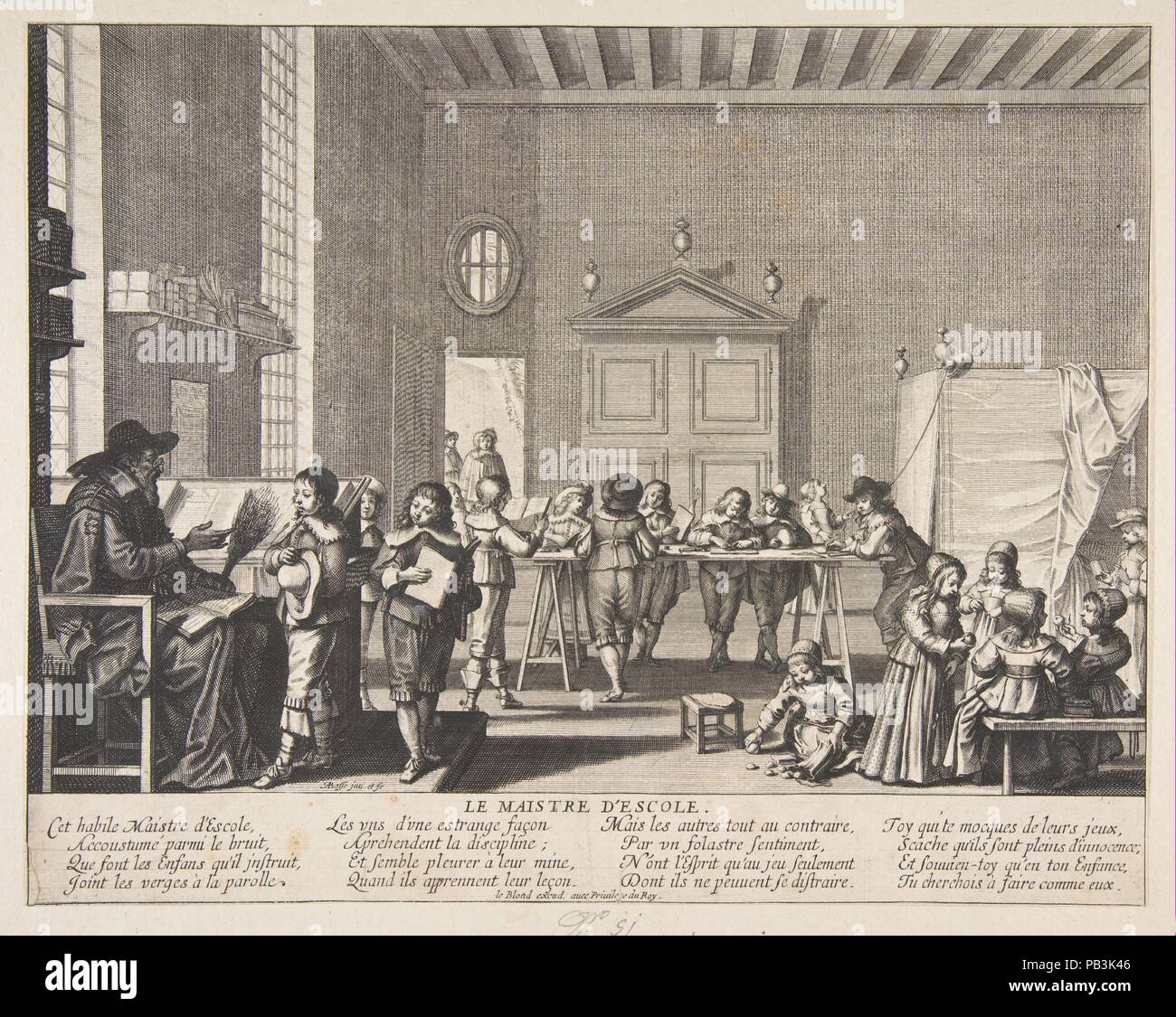 Die Schule meistern. Artist: Abraham Bosse (Französisch, Touren 1602/1604-1676 Paris). Abmessungen: Blatt (getrimmte): 10 1/8 x 12 3/4 in. (25,5 × 32,4 cm). Herausgeber: Jean ich Leblond (Französisch, Ca. 1590-1666 Paris). Datum: Ca. 1638. Museum: Metropolitan Museum of Art, New York, USA. Stockfoto