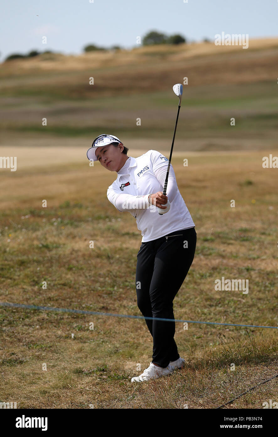 Republik Korea's Amy Yang dritten Schuß auf dem 18 Loch während des Tages eine der 2018 Aberdeen Standard Investitionen Ladies Scottish Open im Gullane Golf Club, Gullane. PRESS ASSOCIATION Foto, Bild Datum: Donnerstag, 26. Juli 2018. Photo Credit: Jane Barlow/PA-Kabel. Einschränkungen: Nur für den redaktionellen Gebrauch bestimmt. Keine kommerzielle Nutzung. Stockfoto