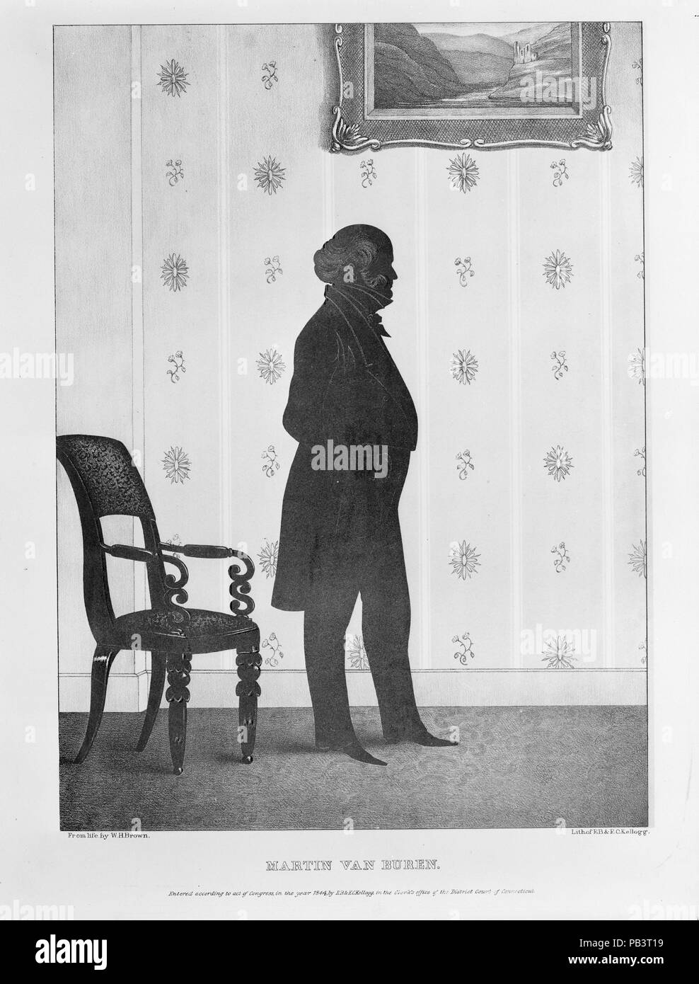 Silhouette Porträt von Martin Van Buren. Künstler: William Henry Brown (Amerikanische, Charleston, South Carolina Charleston in South Carolina 1808-1883). Abmessungen: Bild: 13 1/4 x 9 13/16 in. (33,7 x 25 cm): 16 3/4 x 12 1/4 in. (42,5 × 31,1 cm). Lithograph: Lithographierte und durch E. B.&E.C. Kellogg (Amerikanisch, aktive Hartford, Connecticut 1840-67) veröffentlicht. Datum: 1844. Museum: Metropolitan Museum of Art, New York, USA. Stockfoto