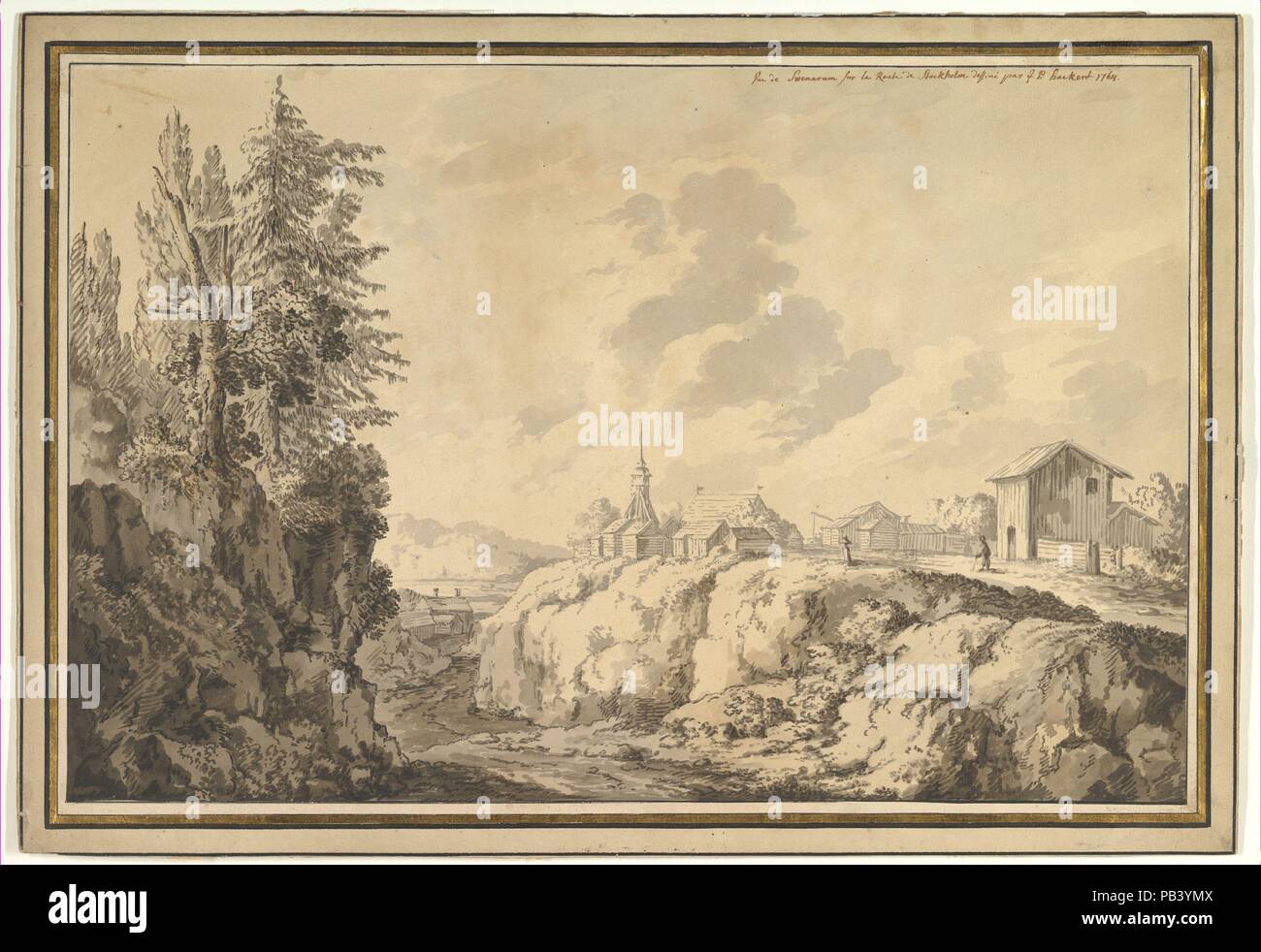 Blick auf Svenarum in der Provinz Småland, Schweden. Artist: Jakob Philipp Hackert (Deutsch, Prenzlau 1737-1807 San Pietro di Careggi). Abmessungen: 12 13/16 x 19 3/8 in. (32,5 x 49,2 cm). Datum: Ca. 1764. Museum: Metropolitan Museum of Art, New York, USA. Stockfoto