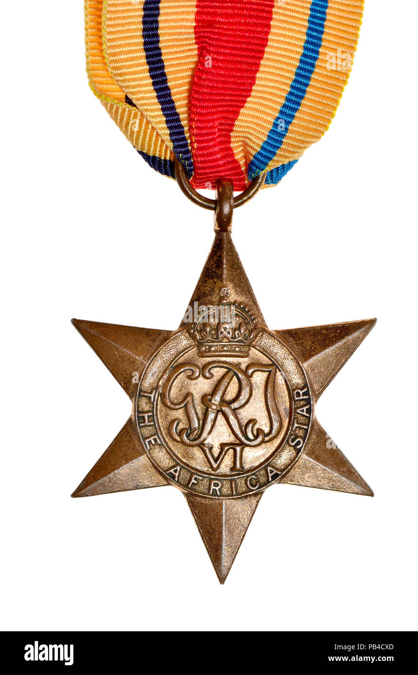 Das Afrika Stern: militärische Kampagne Medaille, die vom Vereinigten Königreich eingeführt am 8. Juli 1943 für die Auszeichnung zu Themen des Britischen Commonwealth, der serviert Stockfoto