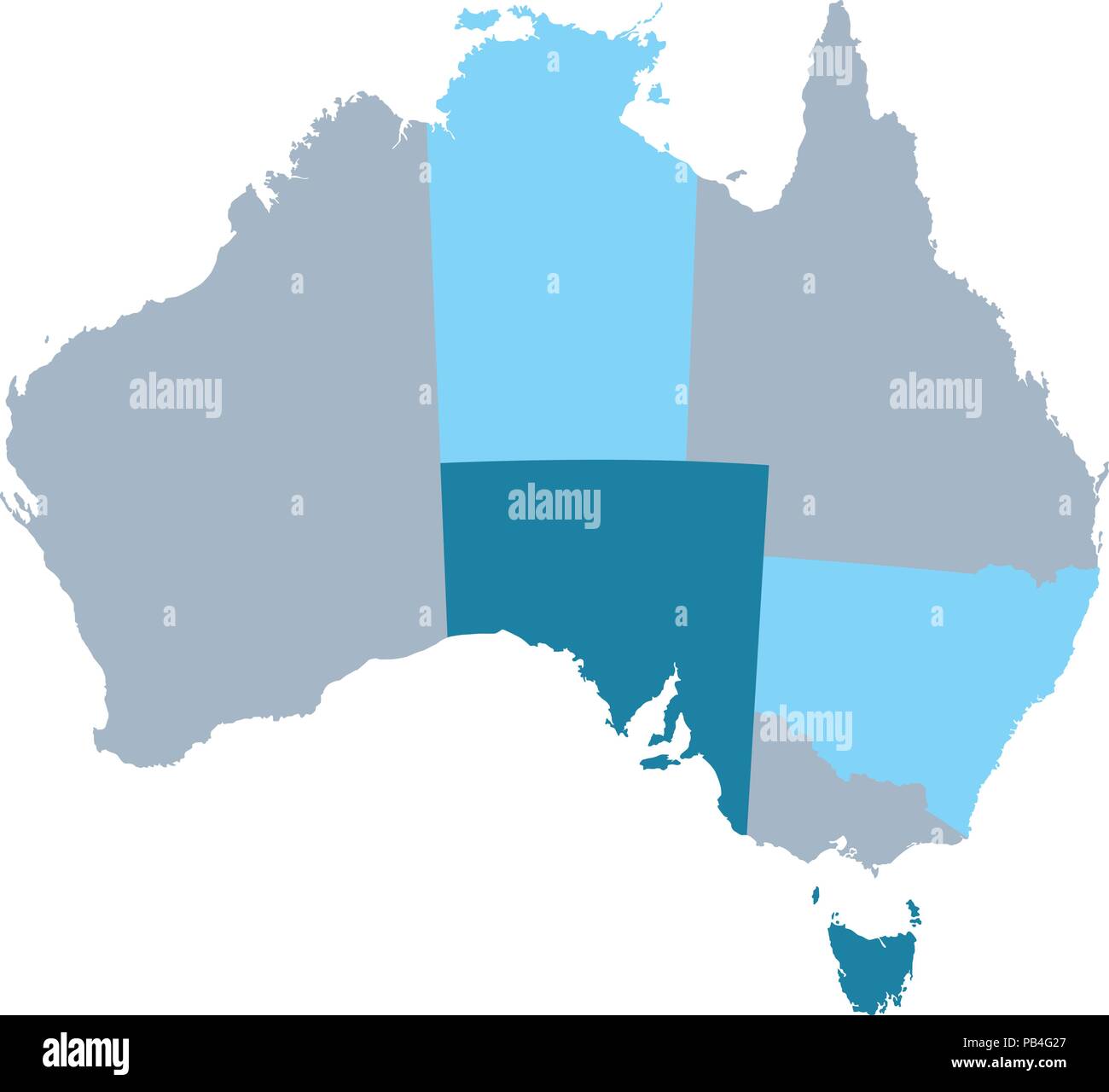 Karte von Australien mit Staaten und Gebiete Stock Vektor