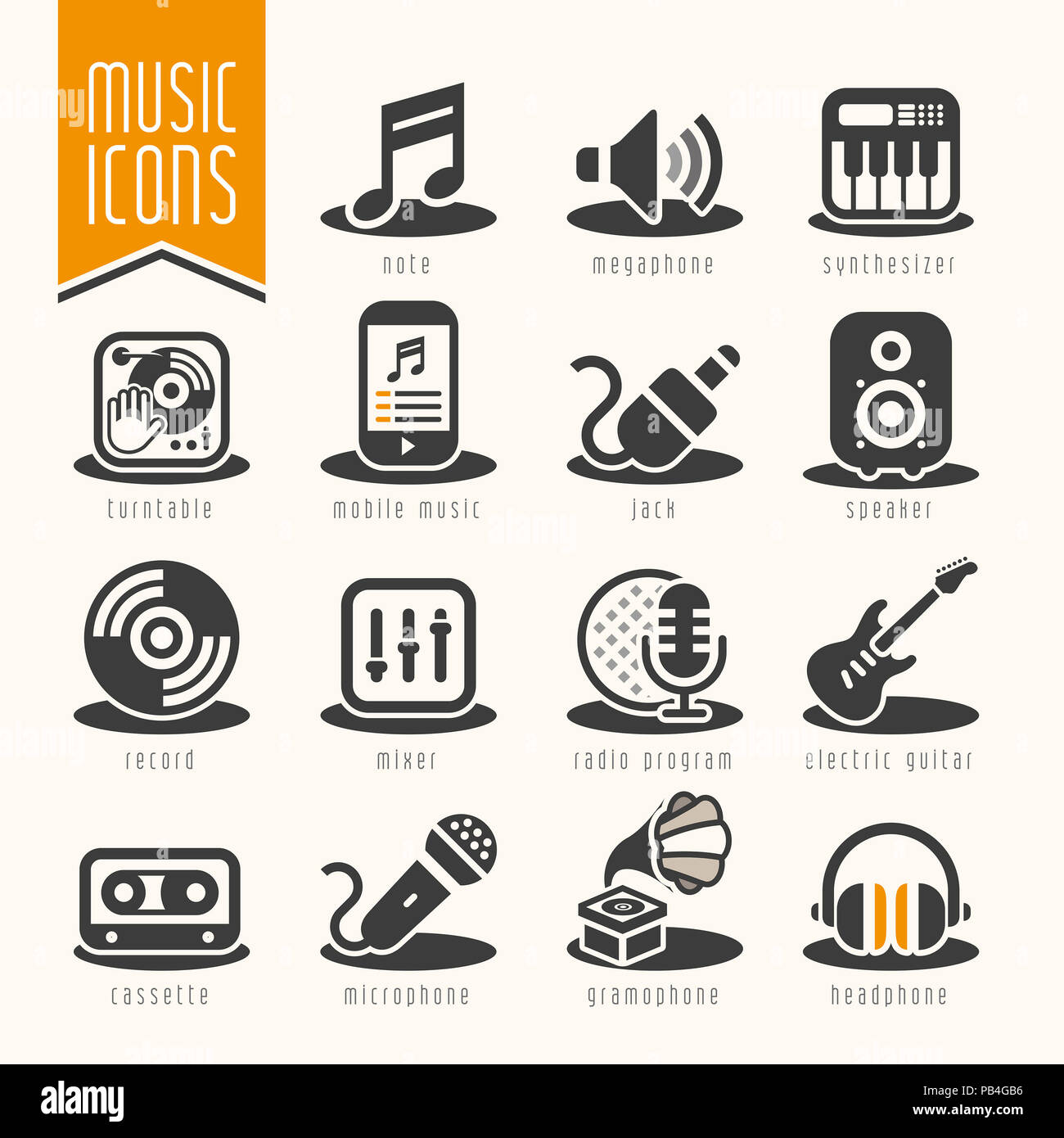 Musik-Icon-set Stockfoto