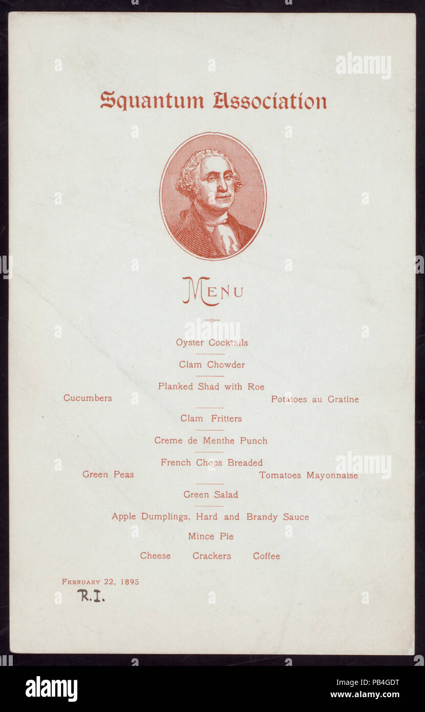 1835 Washington's Birthday DINNER (Besitz) SQUANTUM ASSOCIATION (at) Rhode Island (NYPL Hades -270477-470185) Stockfoto