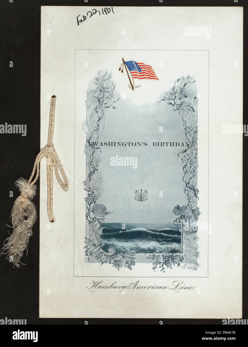 1835 Washington's Birthday DINNER (von) HAMBURG - AMERICAN LINE (at) Yacht "PRINCESSIN VICTORIA LUISE" (SS gehalten ;) (NYPL Hades -275632-476731) Stockfoto
