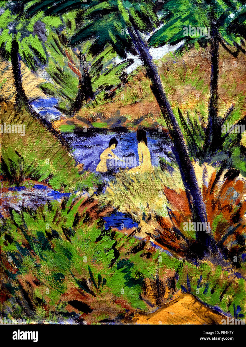 Badende mädchen am waldteich Fotos und Bildmaterial in hoher