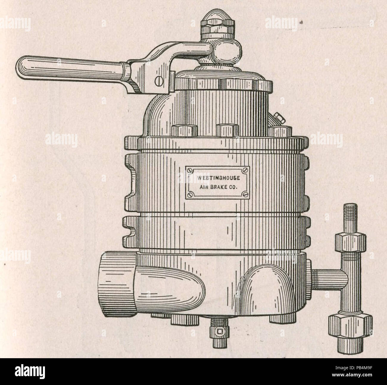1844 Westinghouse Air Brake Hebel und Ventil Stockfoto