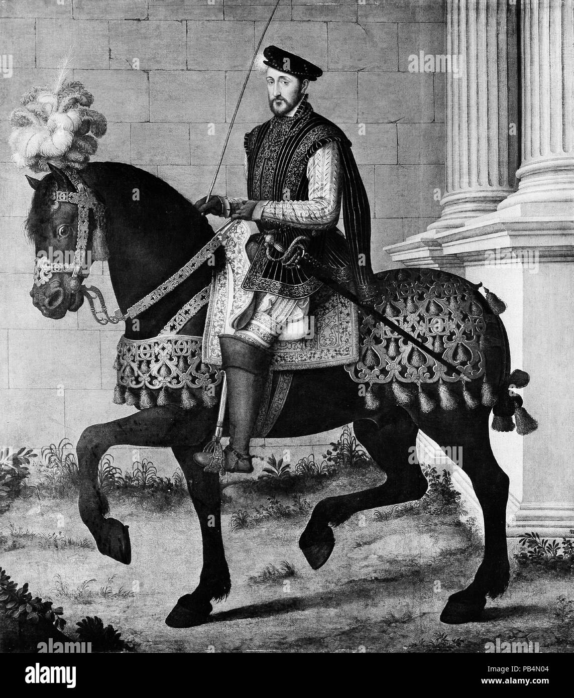 Heinrich II. (1519-1559), König von Frankreich. Artist: Werkstatt von François Clouet (Französisch, Touren (?), aktiv von 1536 - gestorben 1572 in Paris). Abmessungen: 61 1/2 x 53 in. (156.2 x 134.6 cm). Museum: Metropolitan Museum of Art, New York, USA. Stockfoto