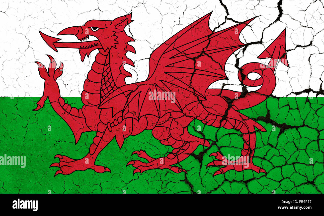 Eine gerissene und fragilen Flagge von Wales Stockfoto