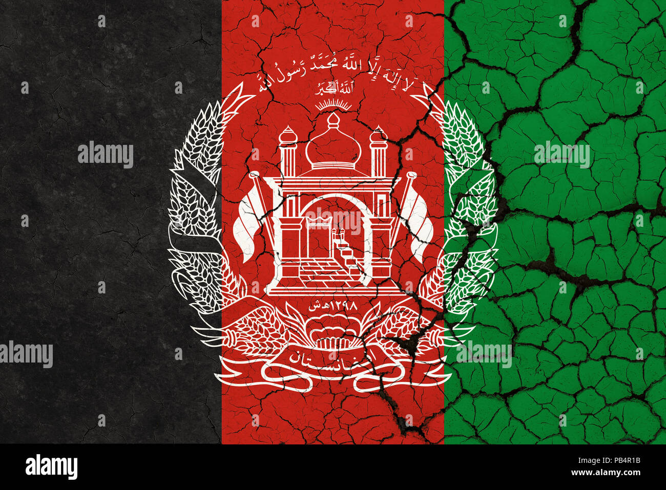 Eine gerissene und Fragilen afghanischen Flagge Stockfoto