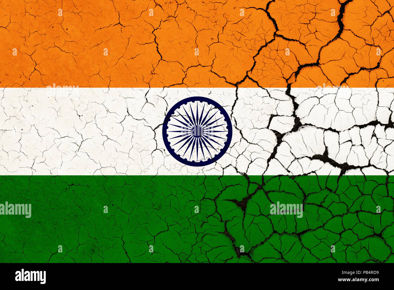 Eine gerissene und Fragilen indischen Flagge Stockfoto