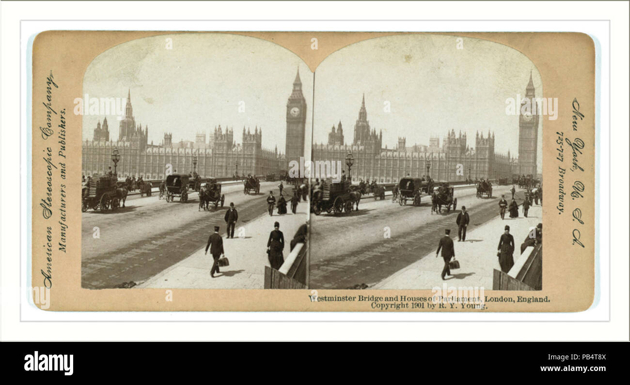 1844 Westminster Bridge und Houses of Parliament London England C. 1900 Stockfoto