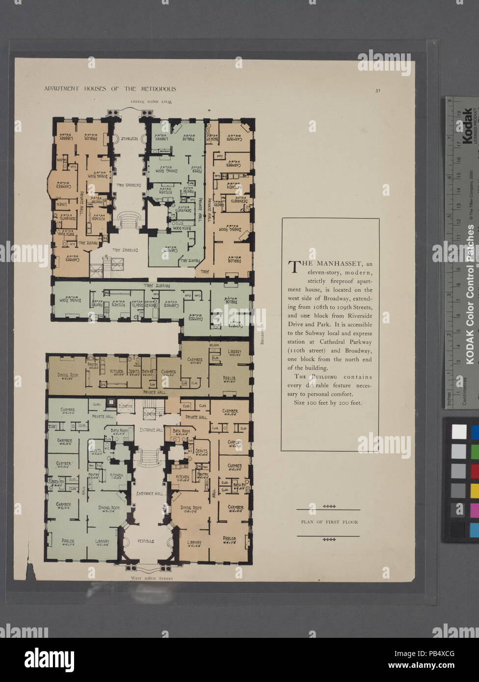 1654 Die Manhassett. Plan der ersten Etage (Nypl b 12647274-464837) Stockfoto