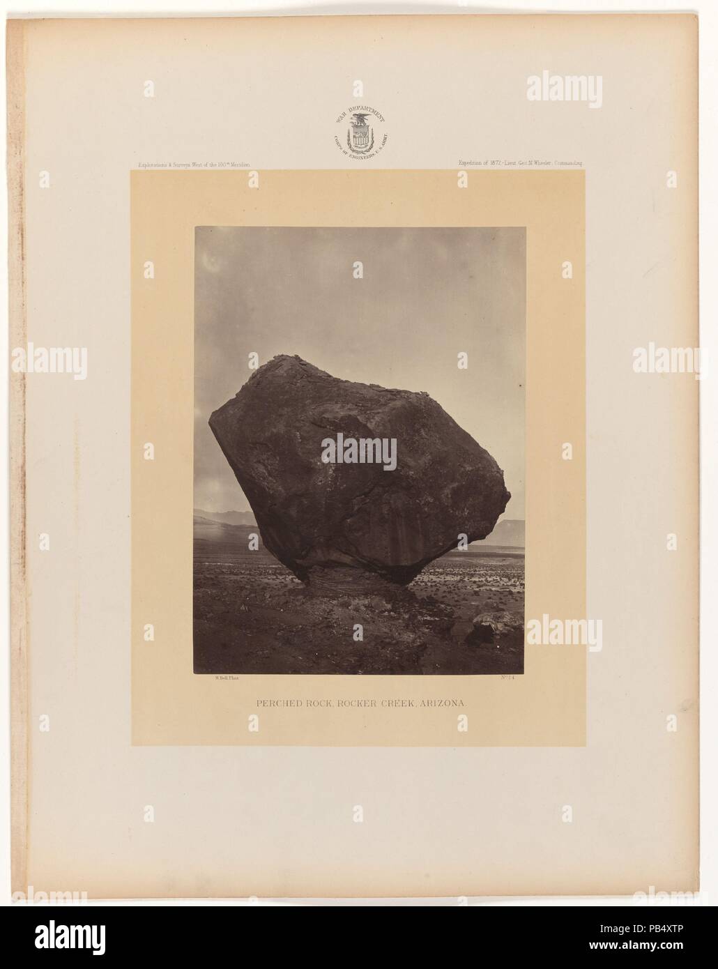 Thront, Rocker Rock Creek, Arizona. Künstler: William Bell (Amerikanische (England) Liverpool 1831-1910 Philadelphia, Pennsylvania). Abmessungen: Bild: 10 7/8 x 8 1/16 in. (27,6 × 20,5 cm) Blatt: 21 7/16 in. X 16 in. (54,4 × 40,6 cm). Schirmherr: Im Auftrag von Leutnant George Montague Wheeler (American, 1842-1905). Datum: 1872. Museum: Metropolitan Museum of Art, New York, USA. Stockfoto