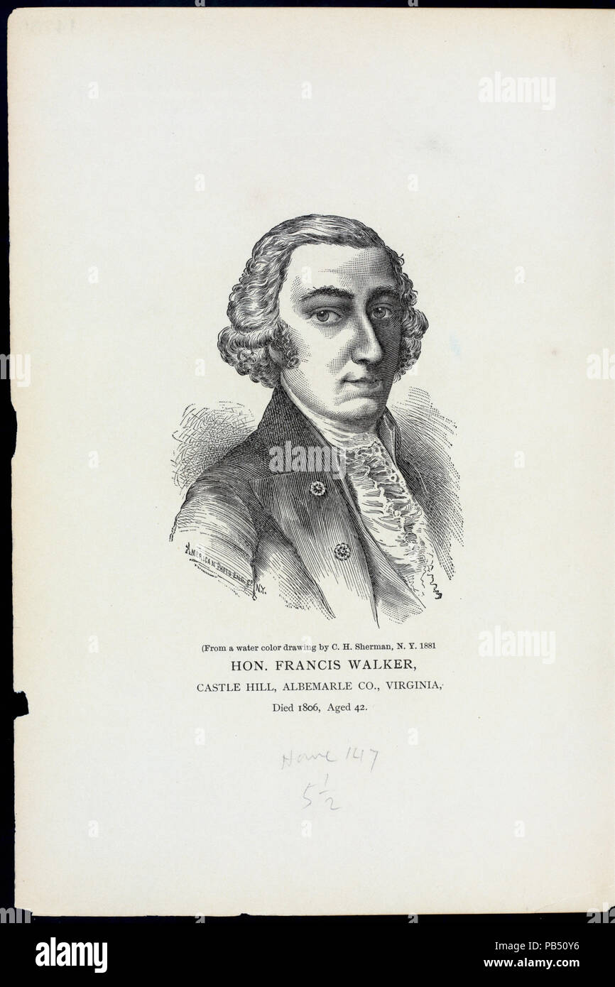 766 Hon. Francis Walker, Castle Hill, Albemarle Co., Virginia (NYPL Hades -256465-EM 14750) Stockfoto
