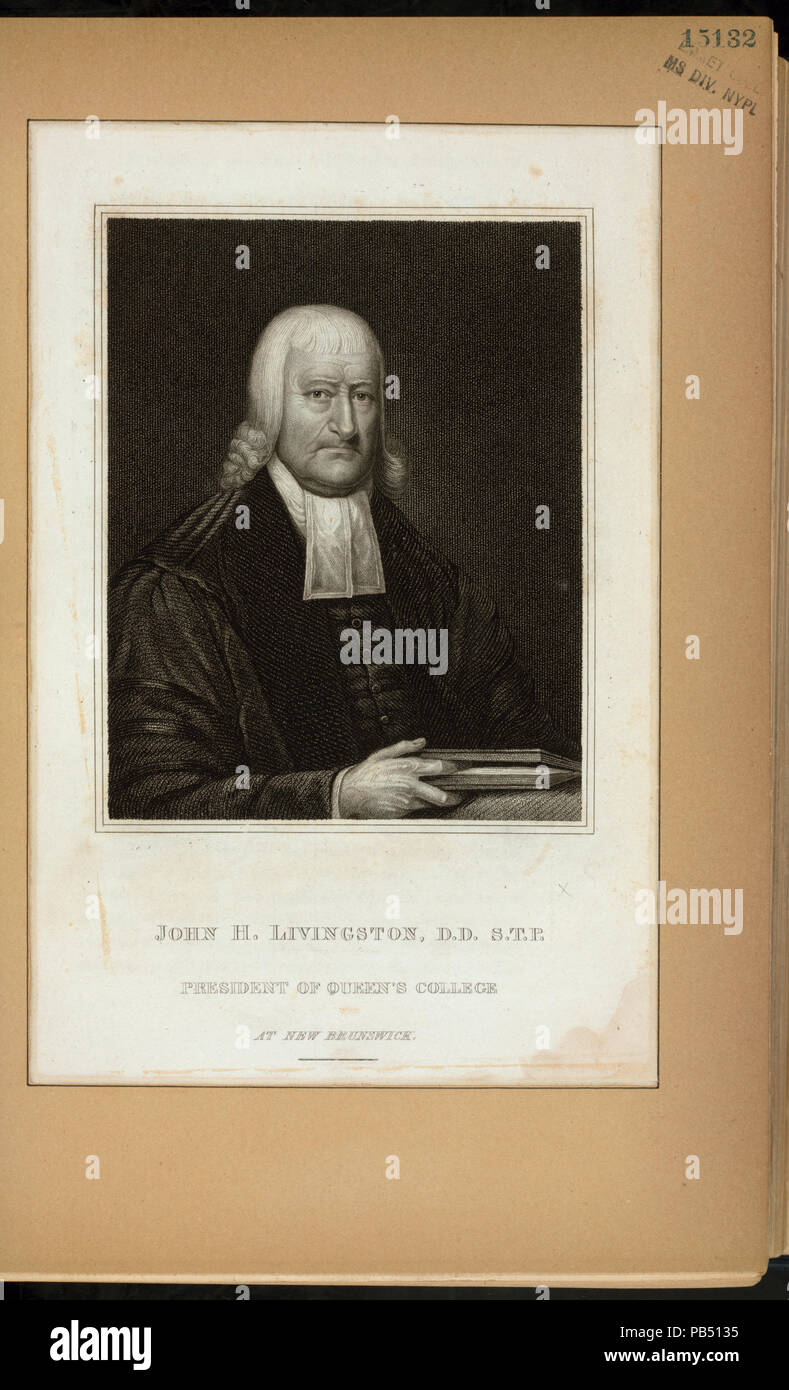 837 John H. Livingston, D.D., S.T.P., Präsident der Queen's College in New Brunswick (NYPL Hades-EM 15132 -257164) Stockfoto
