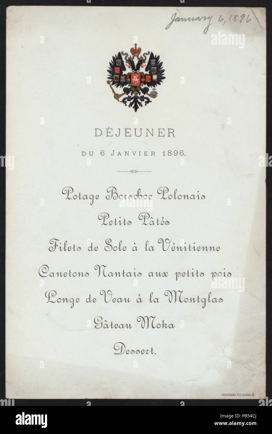 967 Mittagessen (Besitz) (Kaiser Nikolaus II (at) (für ;) (NYPL Hades -270634-470342) Stockfoto