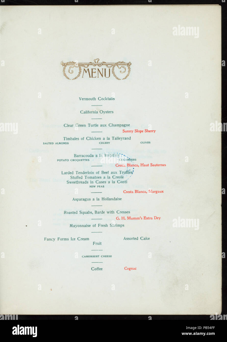 1310 SIEBZEHNTER JAHRESBERICHT ABENDESSEN (Durch) DES HOTEL MÄNNER GEGENSEITIGEN NUTZEN ASSOCIATION DER VEREINIGTEN STAATEN (at) "HOTEL DEL CORONADO, San Diego County, CA "(warm gehalten ;) (NYPL Hades -270751-4000003710) Stockfoto