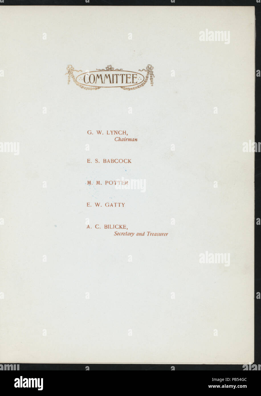 1310 SIEBZEHNTER JAHRESBERICHT ABENDESSEN (Durch) DES HOTEL MÄNNER GEGENSEITIGEN NUTZEN ASSOCIATION DER VEREINIGTEN STAATEN (at) "HOTEL DEL CORONADO, San Diego County, CA "(warm gehalten ;) (NYPL Hades -270751-4000003714) Stockfoto