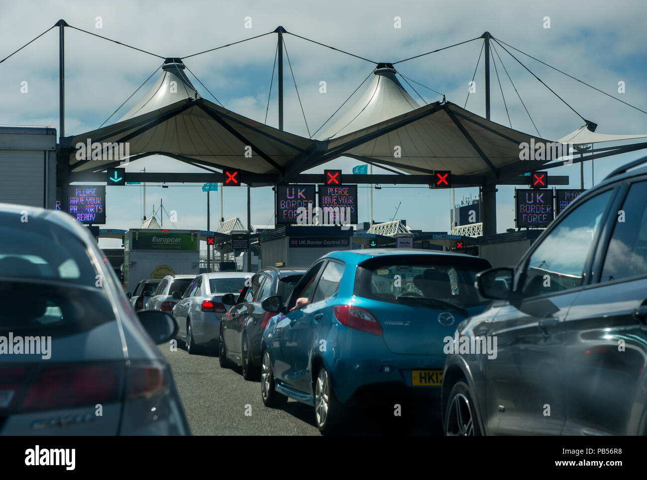 Calais Frankreich Großbritannien Grenzkontrollen an Calais Ferry Terminal. Juni 2018 Stockfoto