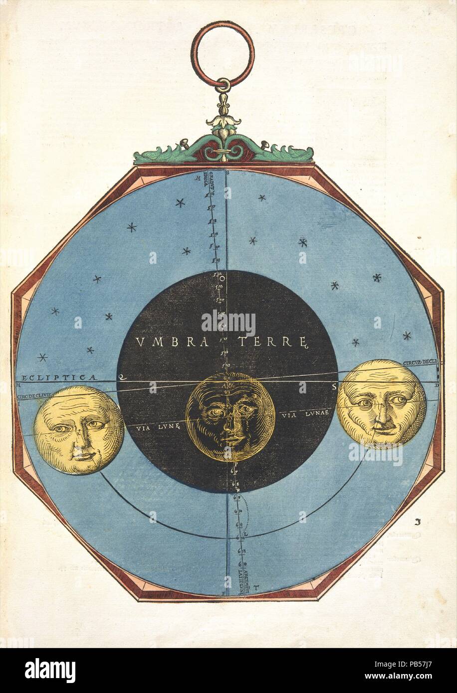 Astronomicum Caesareum. Artist: Michael Ostendorfer (Deutsch, (?) Ca. 1490-1549 Regensburg). Thema: Petrus Apianus (Deutsch, aktive 1526-40), Deutsch, 1495-1552. Abmessungen: 17 7/8 x 12 11/16 x 1 5/16 in. (45,4 × 32,3 × 3,3 cm). Drucker: Georg und Petrus Apianus (Deutsch). Datum: Mai 1540. Dieses Prächtigsten aller Renaissance lehrreich Handbücher die Verwendung des Astrolabiums (für die Berechnung der Höhe der Sterne) und andere Instrumente für die Berechnung der Planetenpositionen verwendet werden erläutert. Der Autor, hofastronom zu Kaiser Karl V, auch neue Beobachtungen auf den Kometen von 1531 Co (Halley's Stockfoto