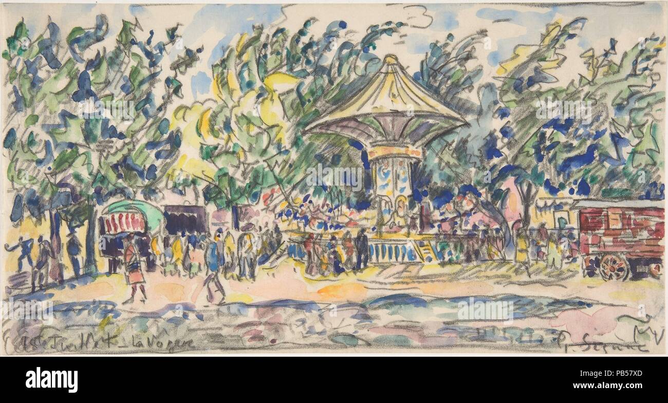 Dorffest (La Vogue). Artist: Paul Signac (Französisch, Paris 1863-1935 Paris). Abmessungen: 6 x 11 cm. (15,3 x 28,7 cm). Datum: Ca. 1920. Museum: Metropolitan Museum of Art, New York, USA. Stockfoto