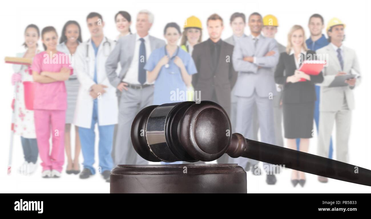 Hammer und Menschen in verschiedenen Berufen Stockfoto