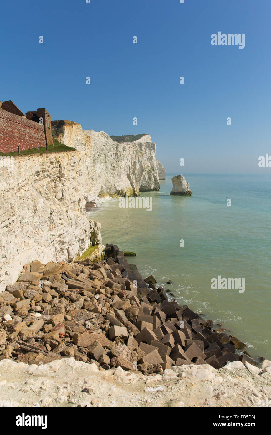 Seaford East Sussex uk atemberaubend schönen weißen Kreidefelsen und englischen Küste Stockfoto